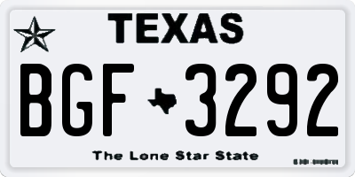 TX license plate BGF3292