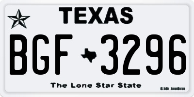 TX license plate BGF3296