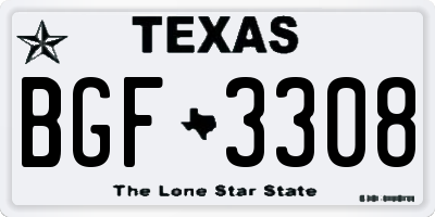 TX license plate BGF3308
