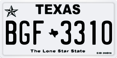 TX license plate BGF3310