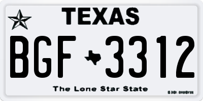 TX license plate BGF3312