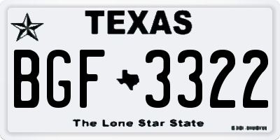 TX license plate BGF3322