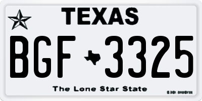 TX license plate BGF3325