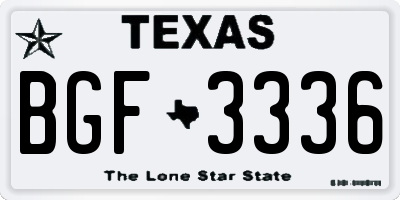 TX license plate BGF3336
