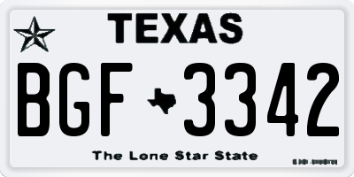 TX license plate BGF3342