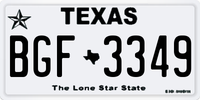 TX license plate BGF3349