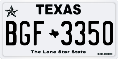 TX license plate BGF3350