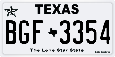 TX license plate BGF3354