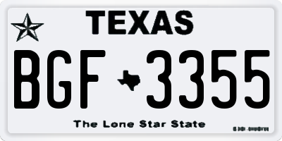 TX license plate BGF3355