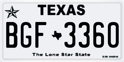 TX license plate BGF3360