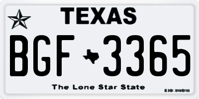 TX license plate BGF3365