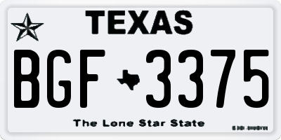 TX license plate BGF3375