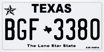 TX license plate BGF3380