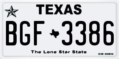 TX license plate BGF3386