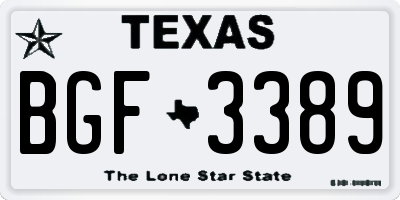 TX license plate BGF3389