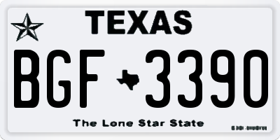 TX license plate BGF3390