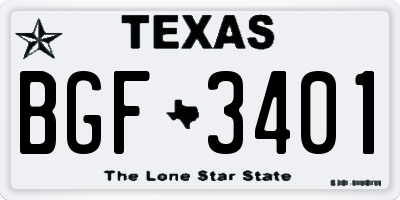 TX license plate BGF3401
