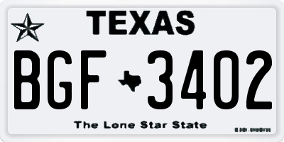 TX license plate BGF3402