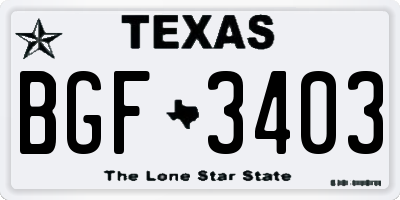 TX license plate BGF3403