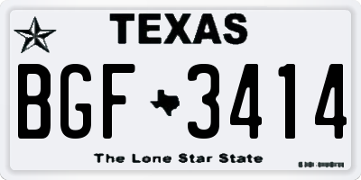 TX license plate BGF3414