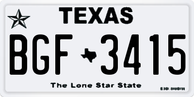 TX license plate BGF3415