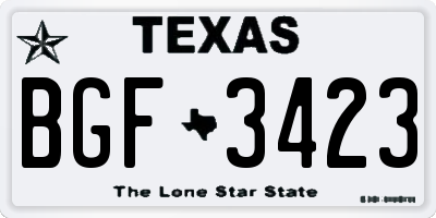 TX license plate BGF3423