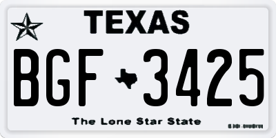 TX license plate BGF3425