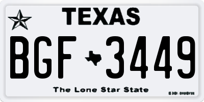 TX license plate BGF3449