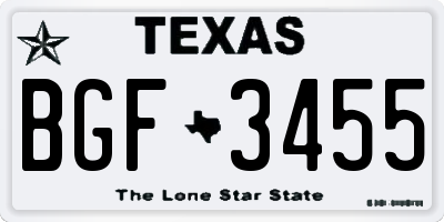TX license plate BGF3455