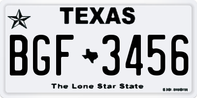 TX license plate BGF3456