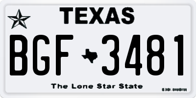 TX license plate BGF3481