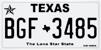 TX license plate BGF3485