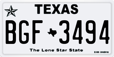 TX license plate BGF3494