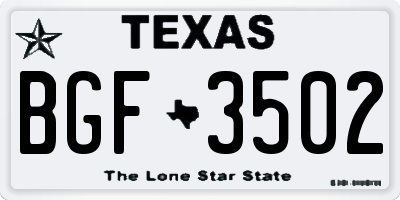 TX license plate BGF3502