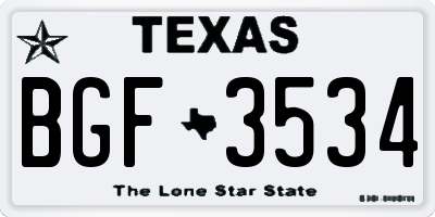 TX license plate BGF3534