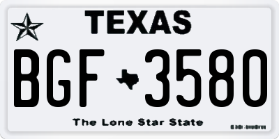 TX license plate BGF3580