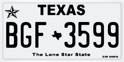 TX license plate BGF3599