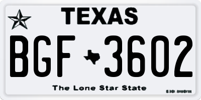 TX license plate BGF3602