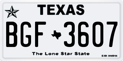 TX license plate BGF3607