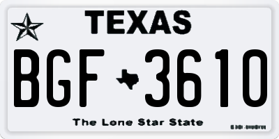 TX license plate BGF3610