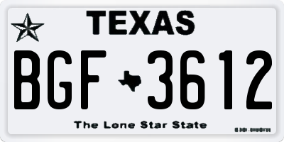 TX license plate BGF3612
