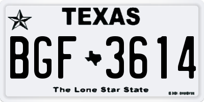 TX license plate BGF3614