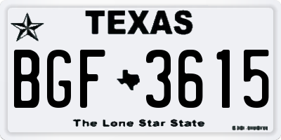 TX license plate BGF3615