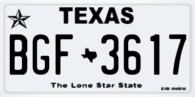 TX license plate BGF3617