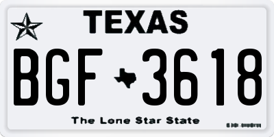 TX license plate BGF3618