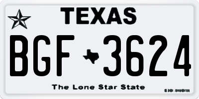 TX license plate BGF3624