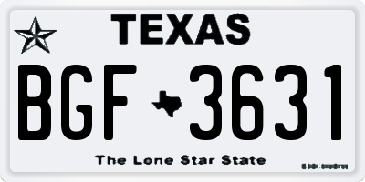 TX license plate BGF3631