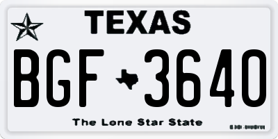 TX license plate BGF3640