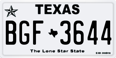 TX license plate BGF3644