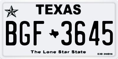 TX license plate BGF3645